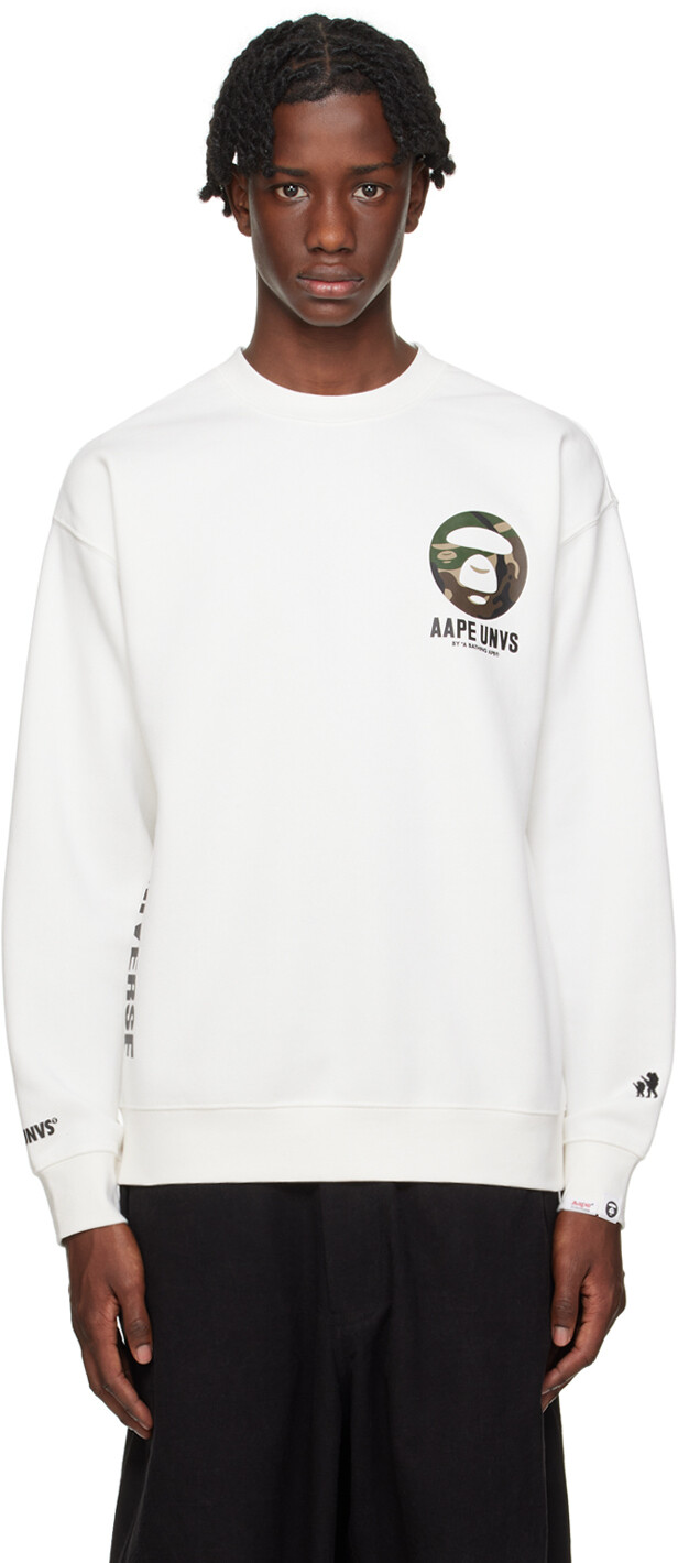 

Белый базовый свитшот AAPE Aape By A Bathing Ape