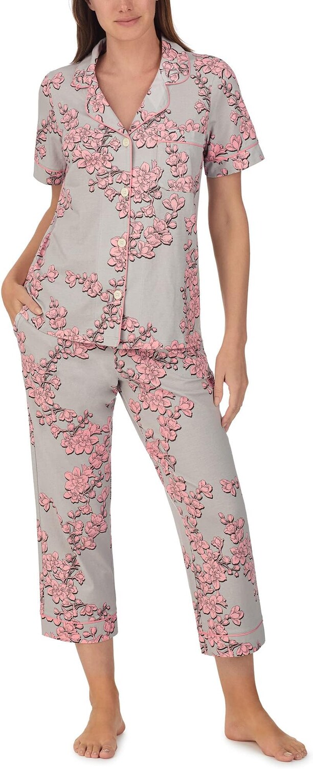 

Укороченная пижама из органического хлопка с короткими рукавами Bedhead PJs, цвет Shadow Blossom