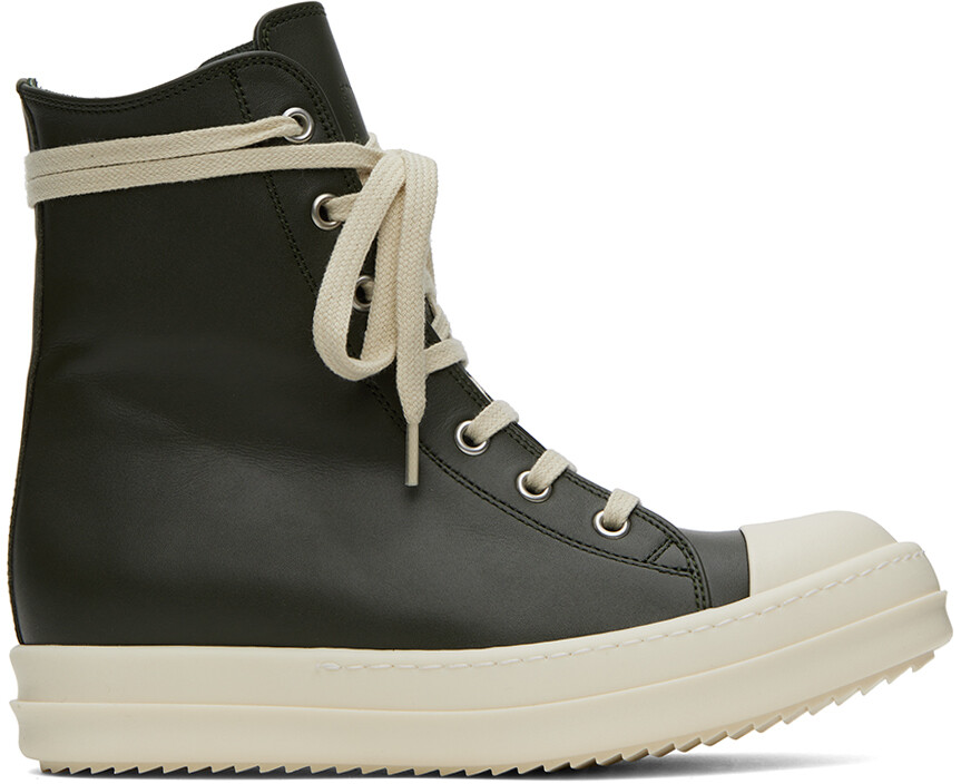 

Зеленые высокие кеды Rick Owens, Зеленый