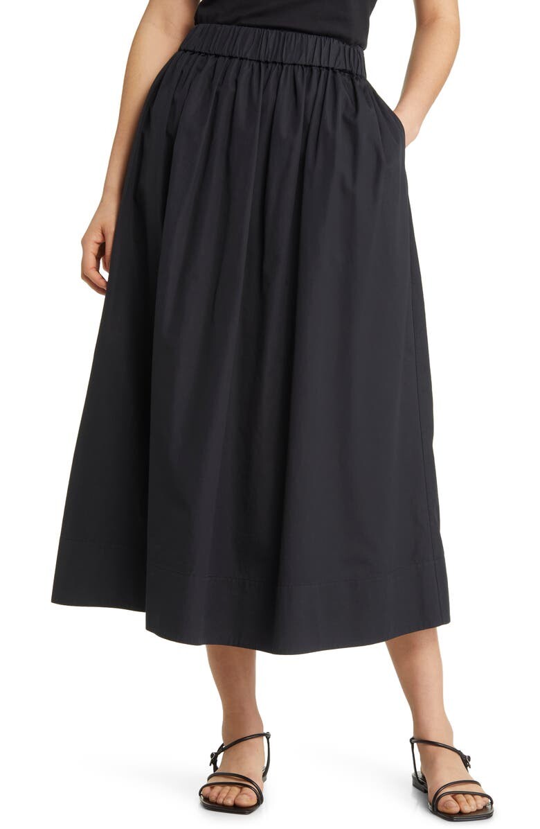 

Юбка из хлопкового поплина NORDSTROM SIGNATURE, черный