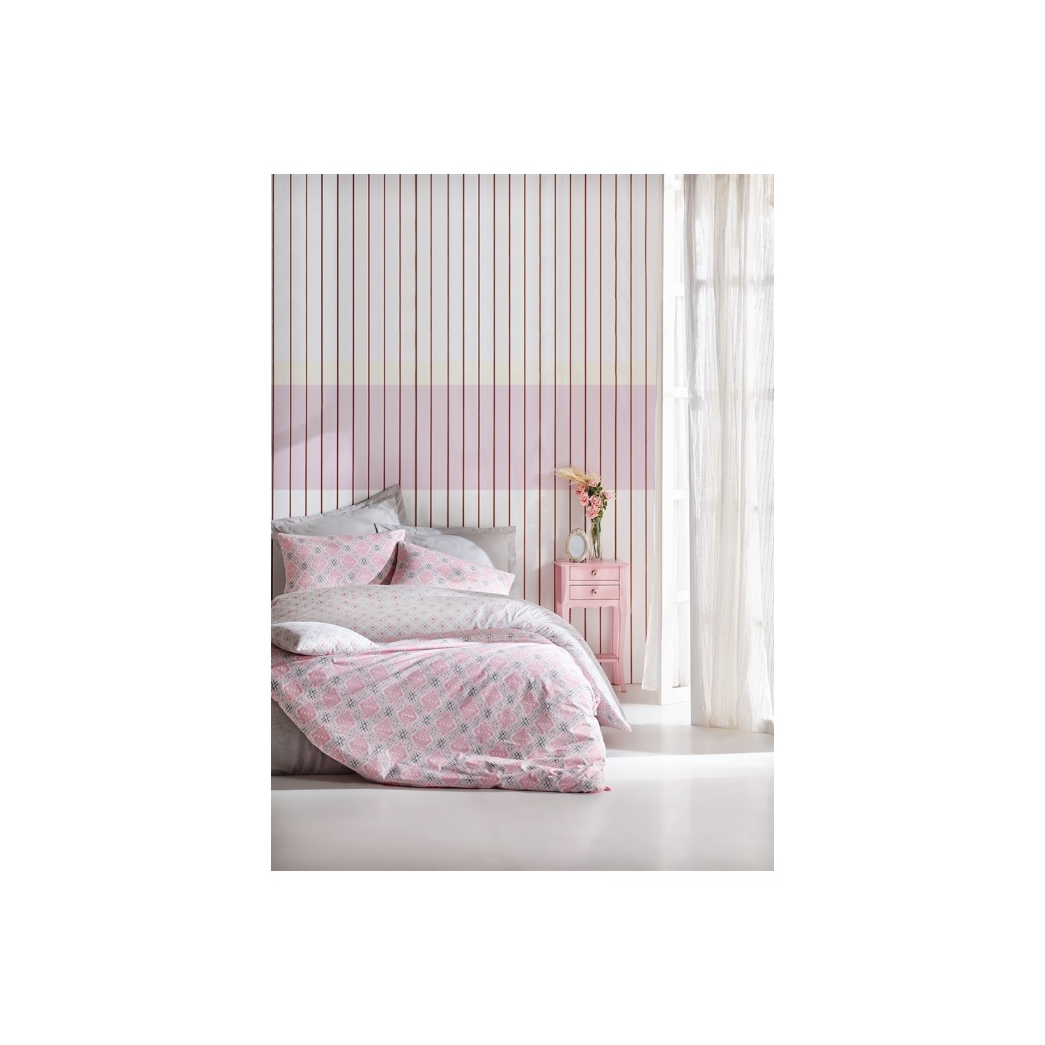 Комплект постельного белья Набор двойных пододеяльников Cotton Box Minimal Ranforce - Розовый