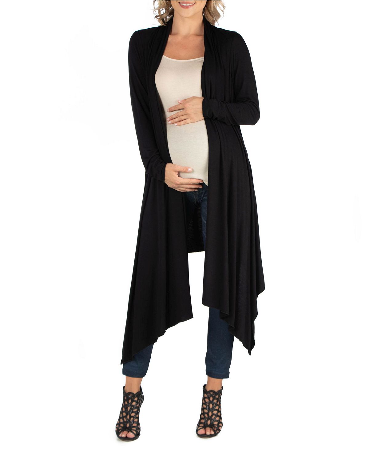 Открытый кардиган для беременных длиной до колена с длинными рукавами 24seven Comfort Apparel, черный кроссовки kinetix comfort macon black