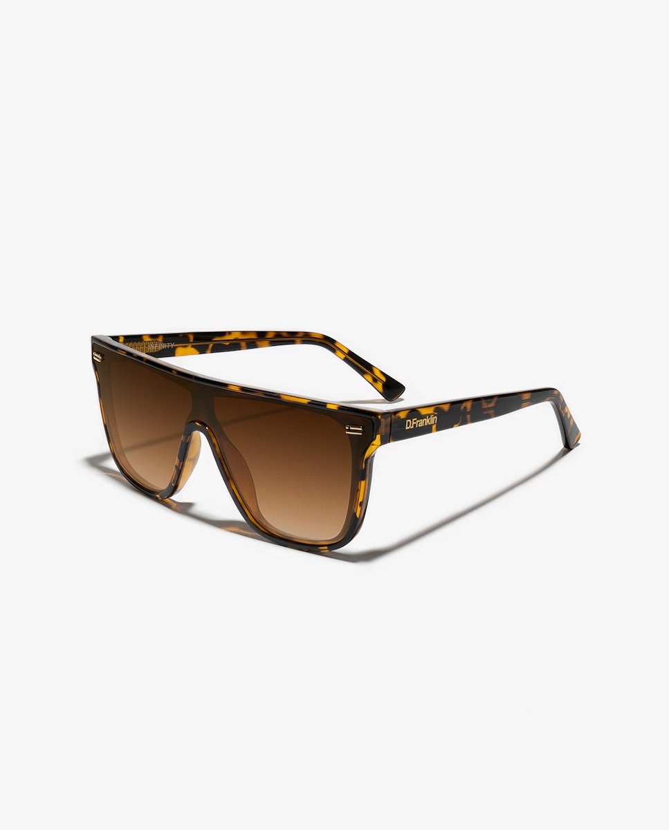 Солнцезащитные очки прямоугольной формы унисекс D.Franklin черепахового цвета в крупной оправе D.Franklin, коричневый carey