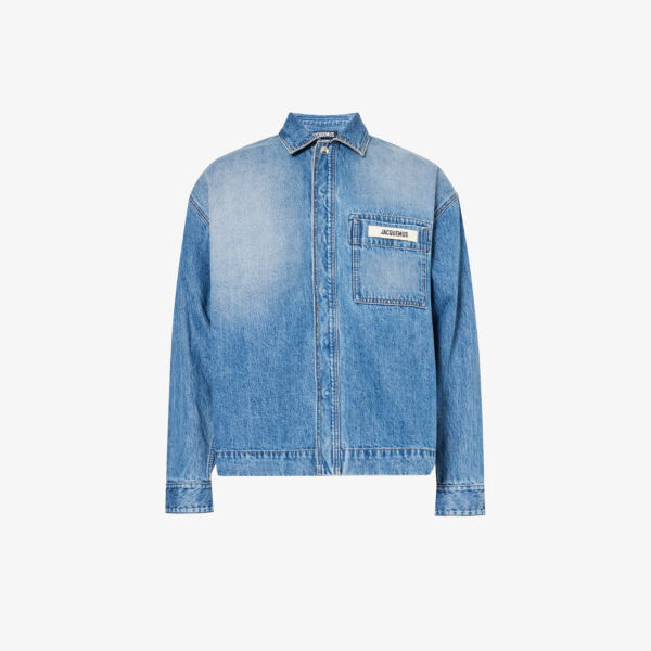 

Рубашка свободного кроя с фирменной нашивкой la chemise Jacquemus, синий