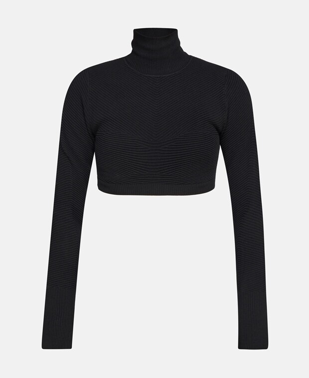 

Вязаный укороченный топ bcbgmaxazria, черный