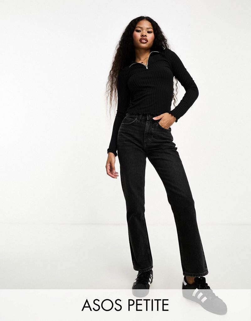 

Черные прямые джинсы в стиле 90-х ASOS DESIGN Petite
