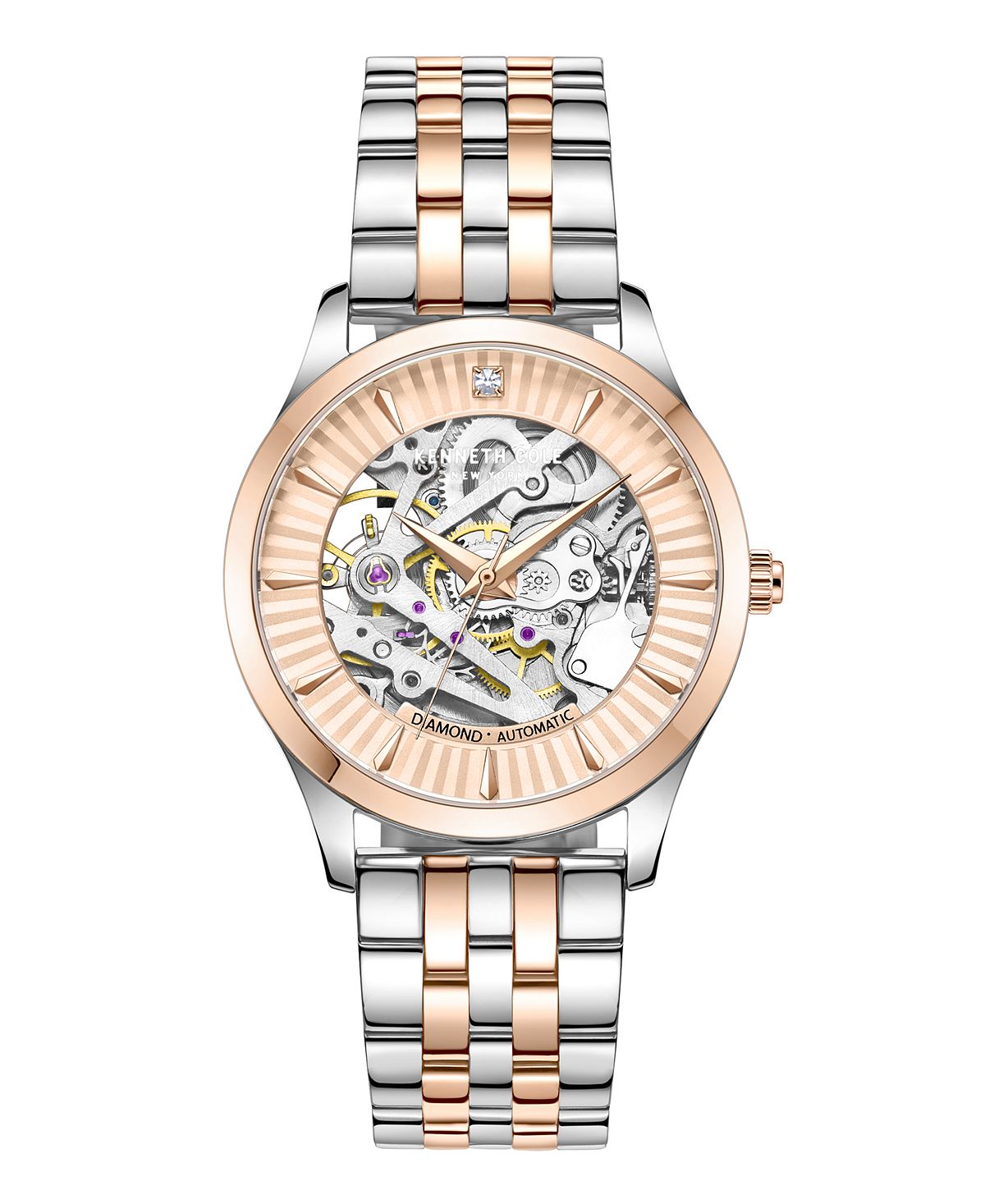 цена Женские автоматические двухцветные часы-браслет из нержавеющей стали 34,5 мм Kenneth Cole New York