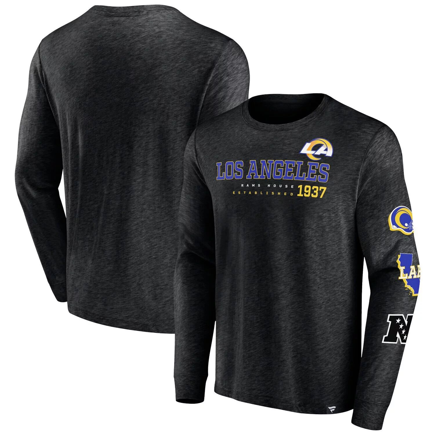 

Мужская футболка с логотипом Heather Black Los Angeles Rams High Whip Pitcher с длинными рукавами Fanatics
