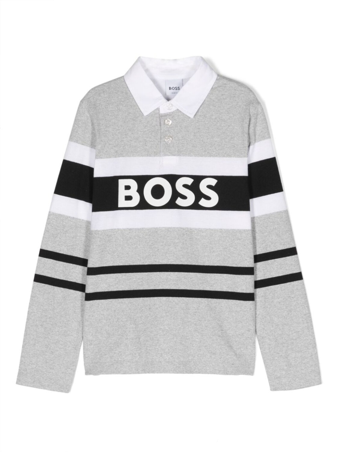 

BOSS Kidswear полосатая рубашка поло с логотипом, серый