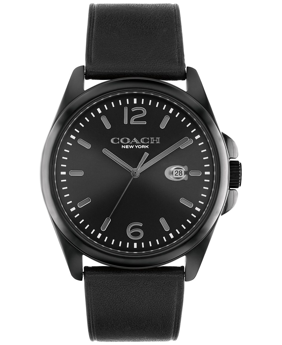 

Мужские часы Greyson с черным кожаным ремешком, 41 мм COACH
