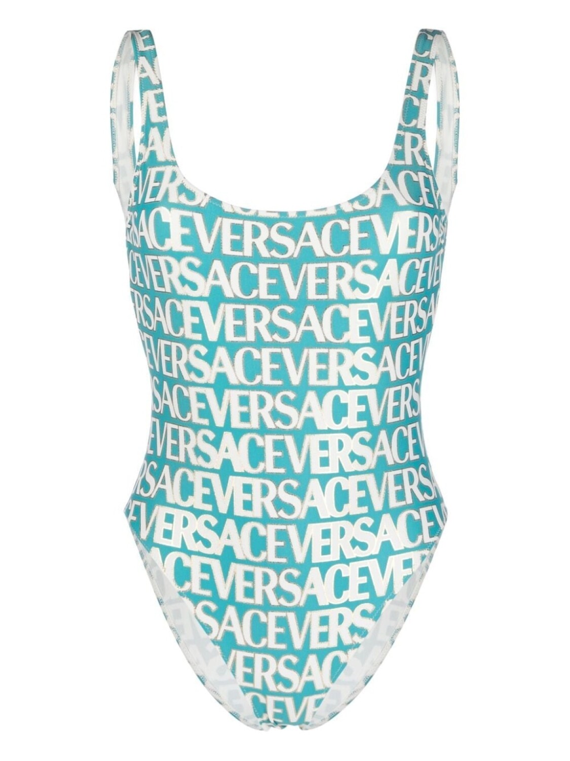 

Versace купальник с открытой спиной и логотипом, синий