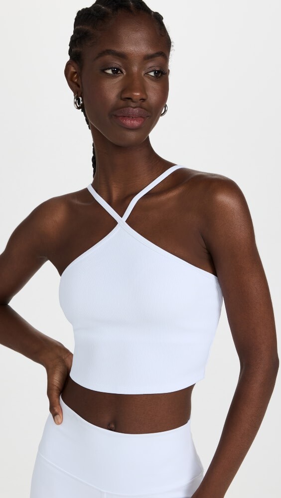

Топ Alo Yoga Goddess Ribbed Cross Crop, белый