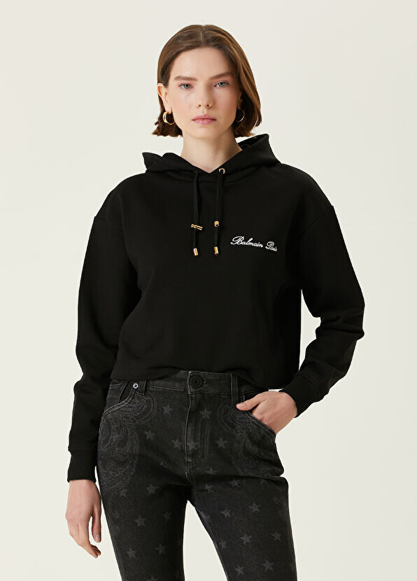 

Толстовка с капюшоном и логотипом Balmain, черный