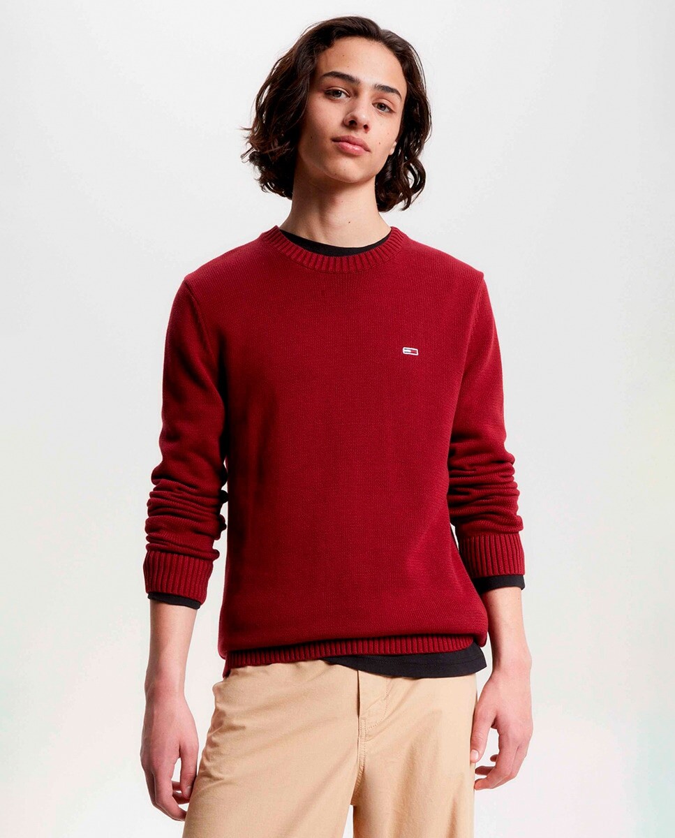 

Мужской свитер с логотипом спереди, стандартной посадки Tommy Jeans, гранатовый