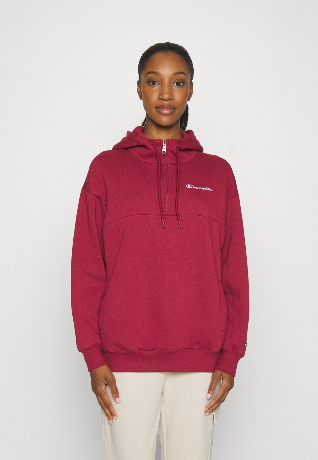

Толстовка CLASSIC OVERSIZED С КАПЮШОНОМ НА ПОЛОВИНЕ МОЛНИИ Champion, темно-красный
