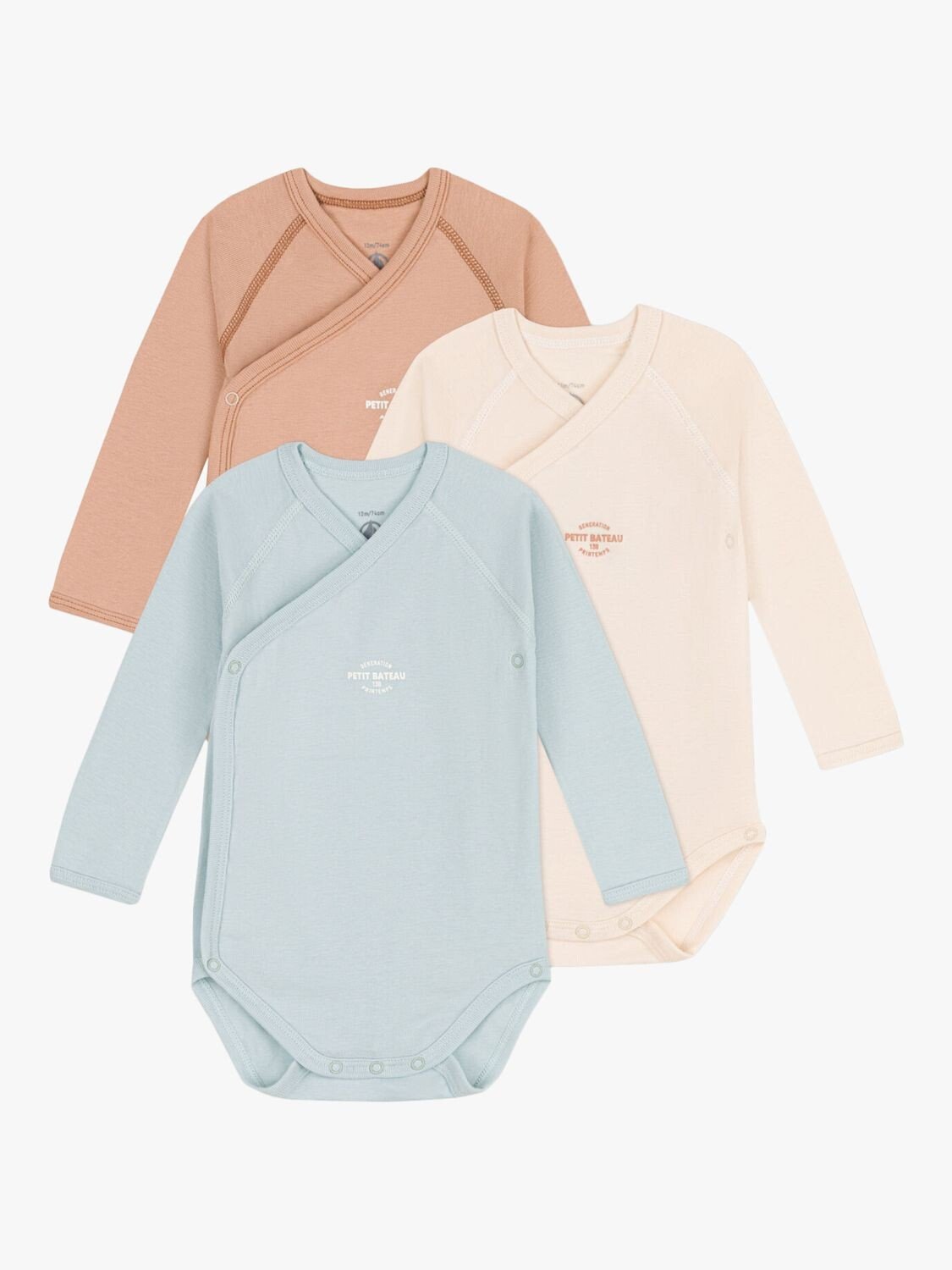 

Детские боди с запахом и длинными рукавами Petit Bateau, 3 шт., разноцветные