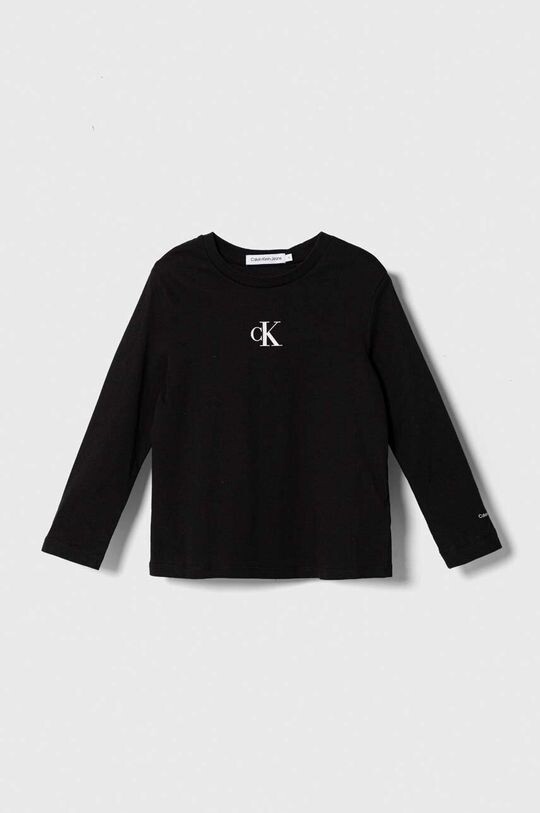 

Хлопковая рубашка с длинными рукавами для мальчиков и девочек Calvin Klein Jeans, черный