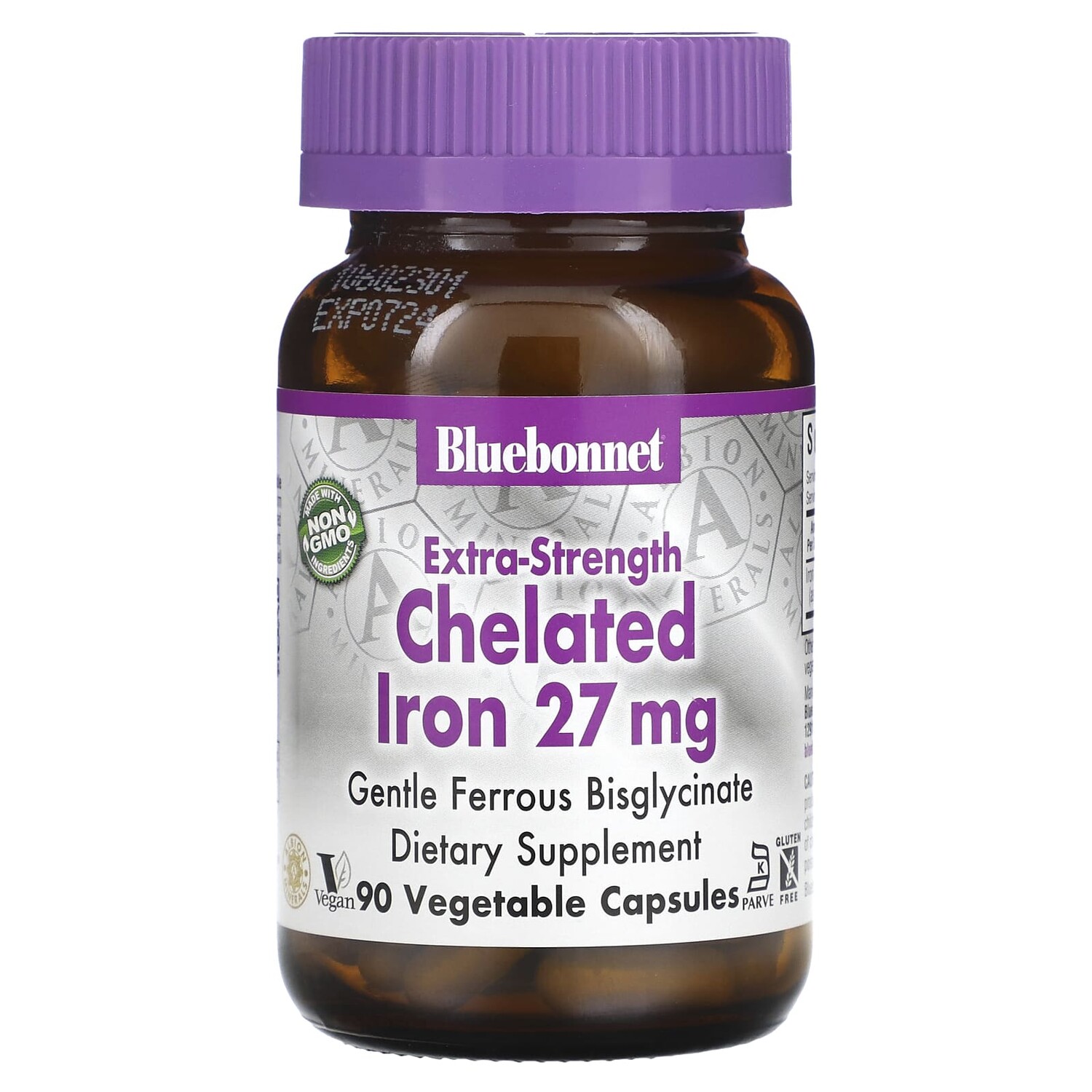 

Хелатное железо усиленного действия, 27 мг, 90 растительных капсул, Bluebonnet Nutrition