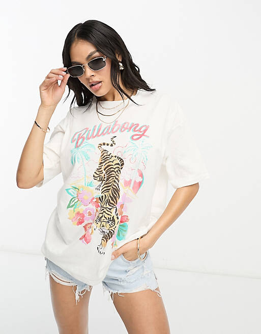 

Белая футболка оверсайз Billabong Easy Tiger