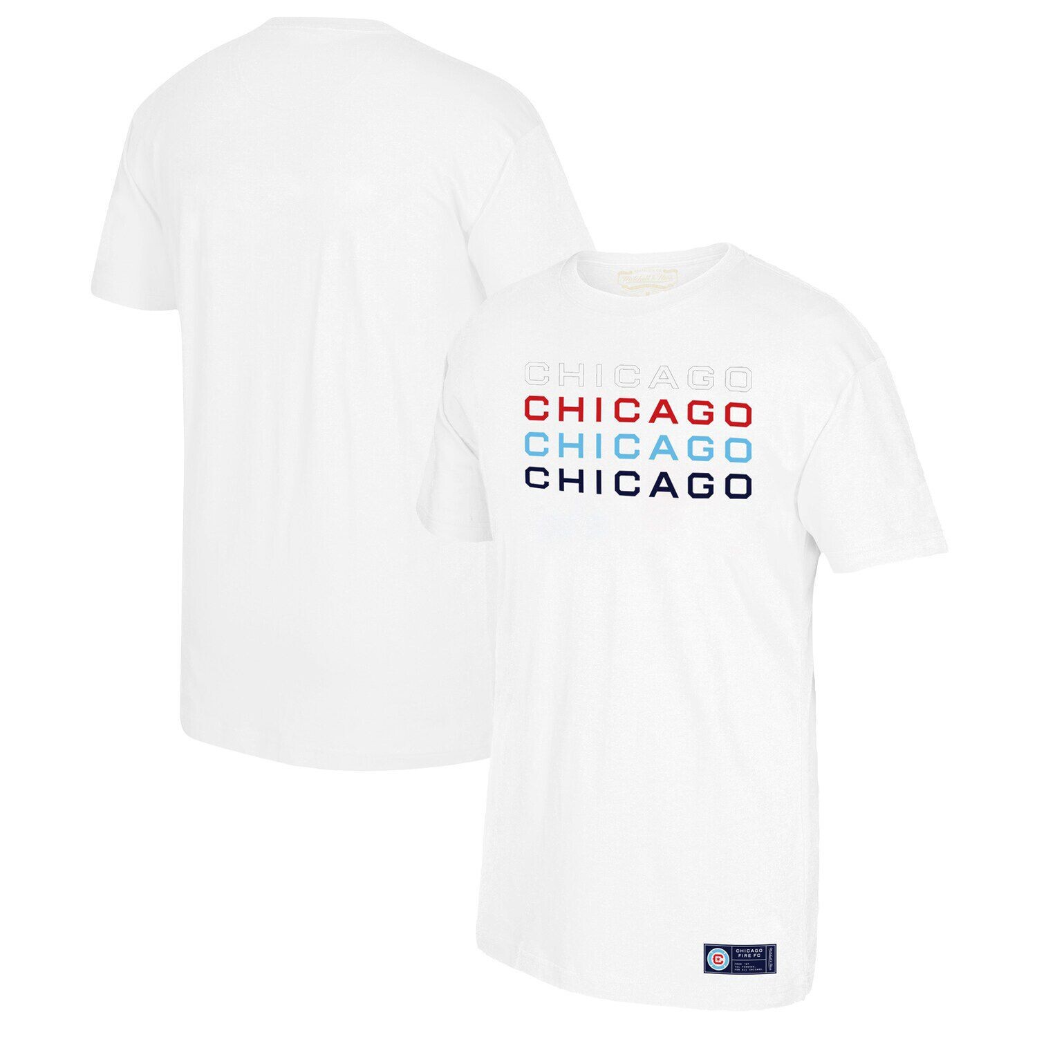 

Мужская белая футболка Mitchell & Ness Chicago Fire Stacked