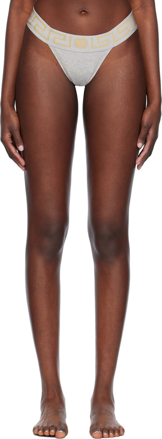 

Серые стринги с каймой Greca Versace Underwear