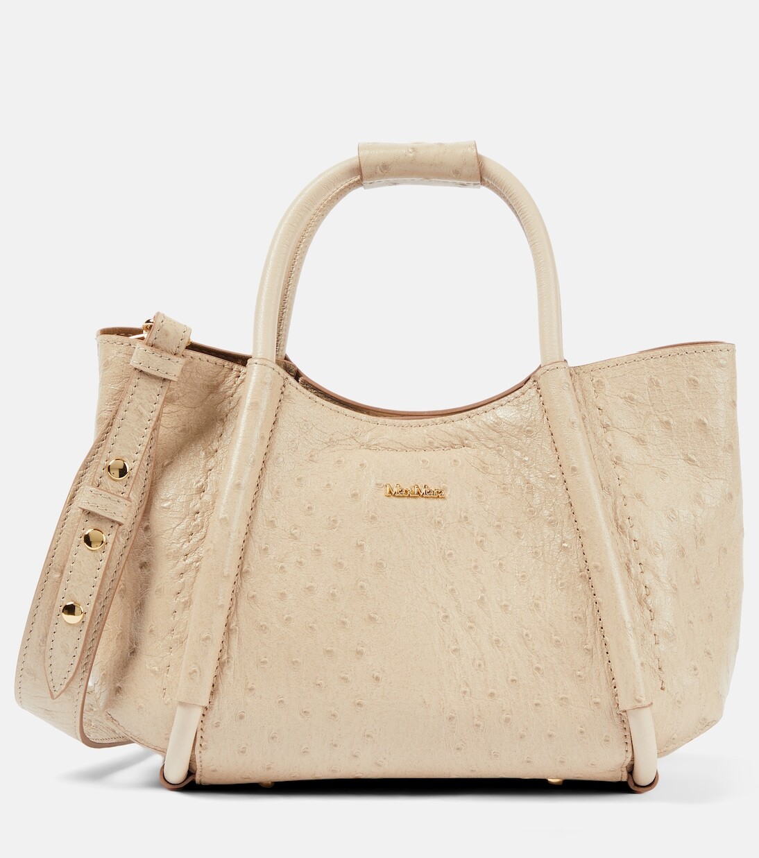 

Кожаная большая сумка marine medium Max Mara, бежевый