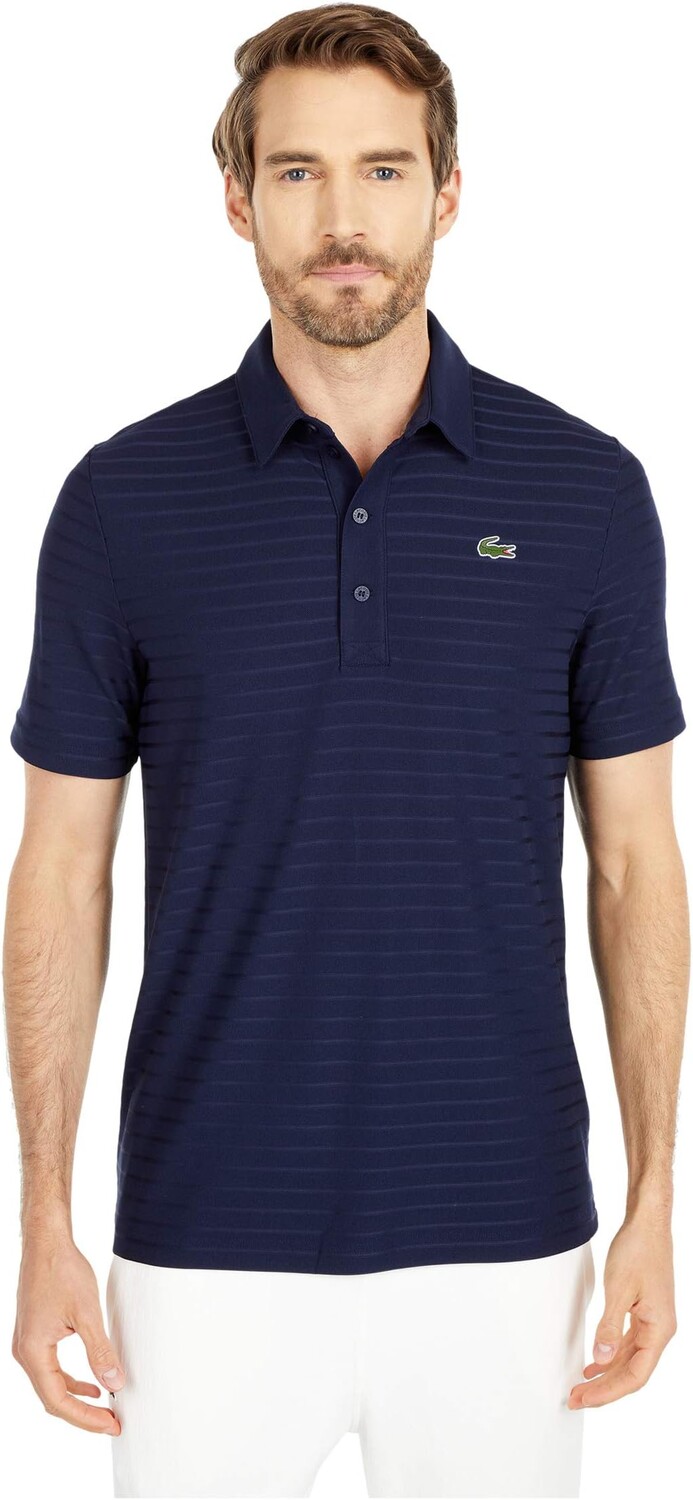 

Рубашка-поло Short Sleeve Jacquard Polo Lacoste, темно-синий