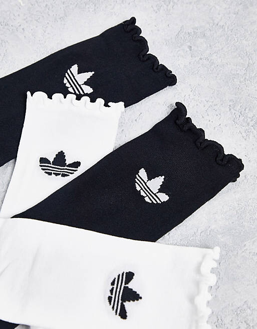 

Комплект из двух черно-белых носков с трилистником adidas Originals