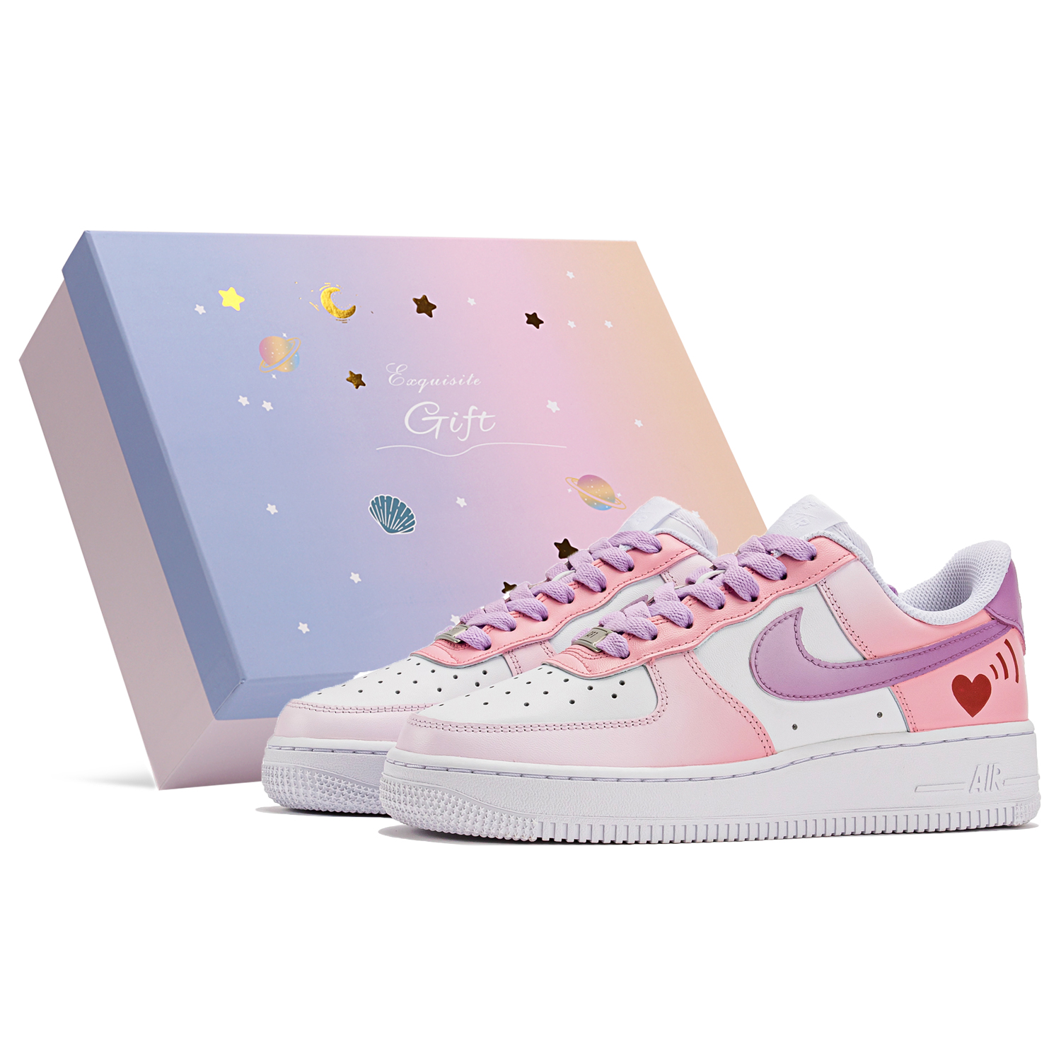 

Кроссовки Nike Air Force 1 Skateboarding Shoes Women's Low-top Pink/white, белый