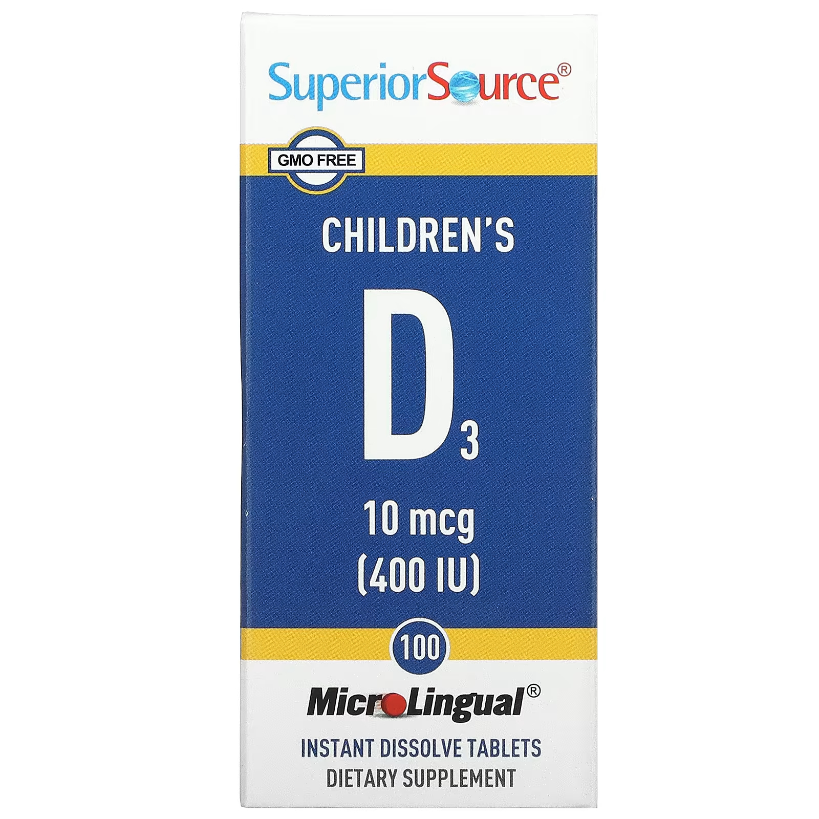 Пищевая добавка детская MicroLingual Superior Source D3, 100 растворяющихся таблеток быстрорастворимые таблетки natrol vitamin d3 5000 90 шт