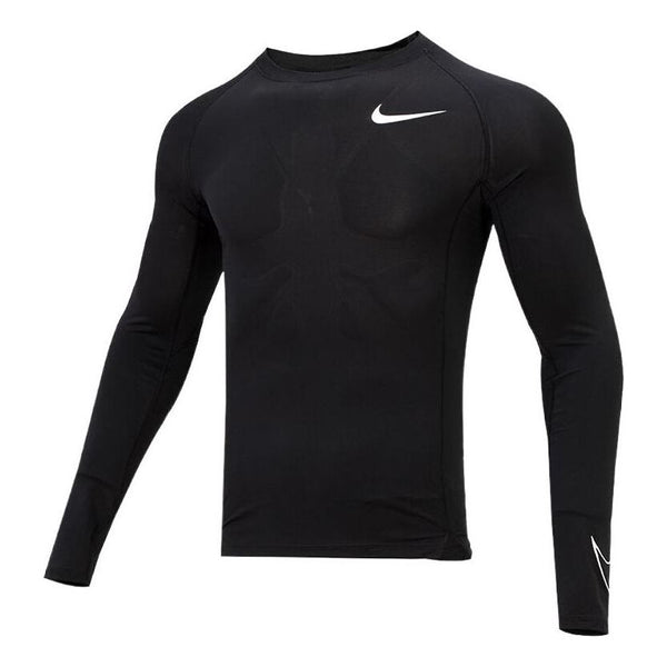 футболка men s nike solid color athleisure casual sports round neck long sleeves black t shirt черный Футболка Men's Nike Pro Dri-fit Athleisure Casual Sports Round Neck Breathable Long Sleeves Black T-Shirt, черный
