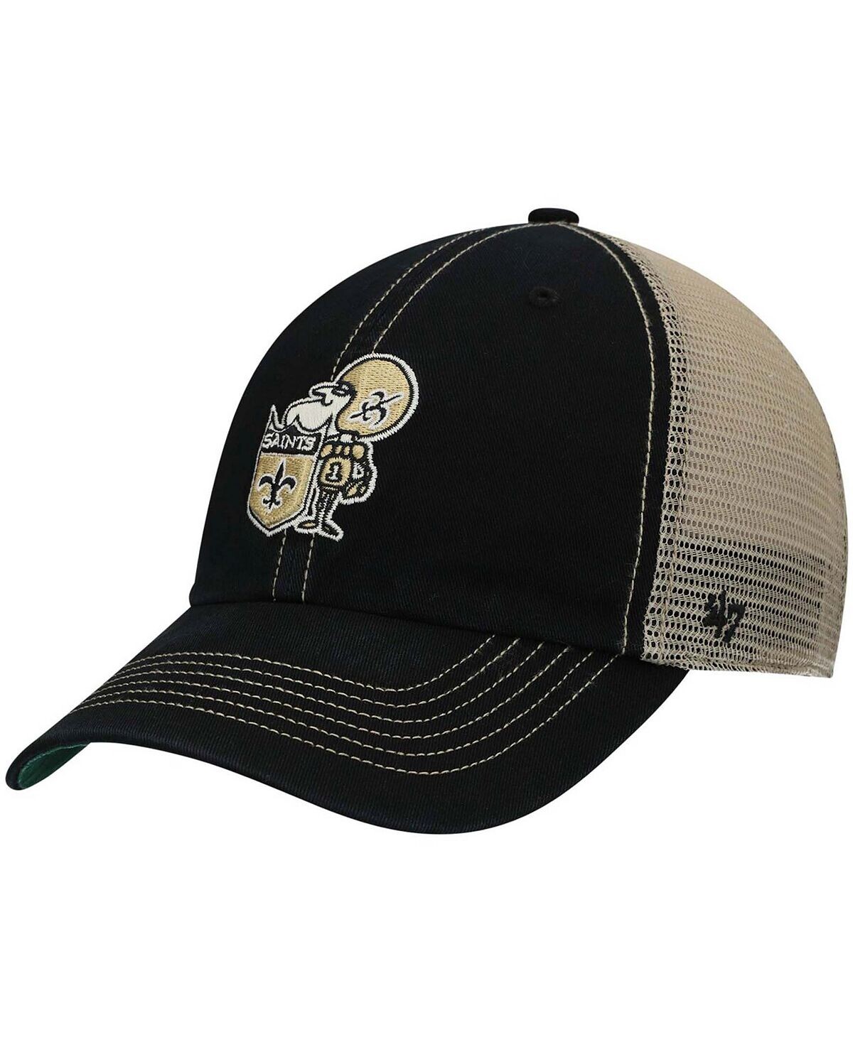 

Мужская черная натуральная бейсболка New Orleans Saints Legacy Trawler Trucker Clean Up Snapback '47 Brand