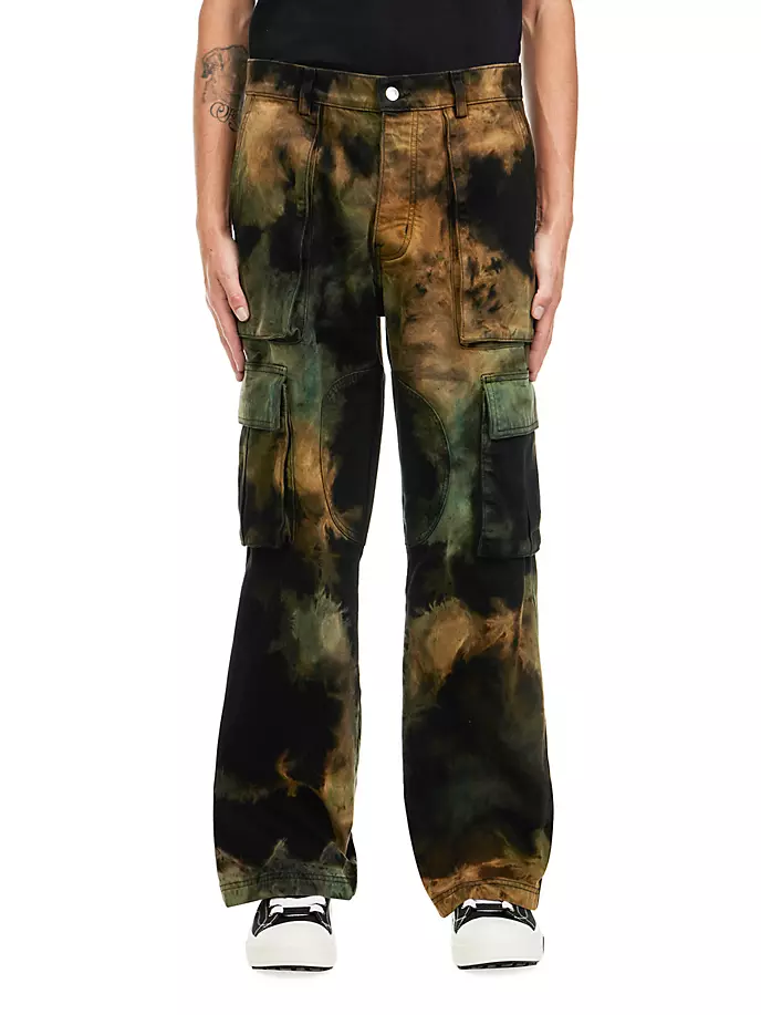 Джинсовые брюки карго с принтом тай-дай Nahmias, цвет camo tye dye цена и фото