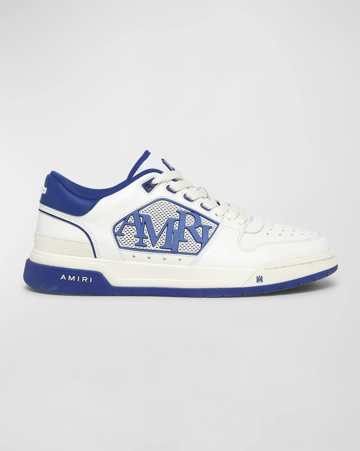 

Мужские классические кожаные низкие кеды с логотипом Amiri, цвет White Blue