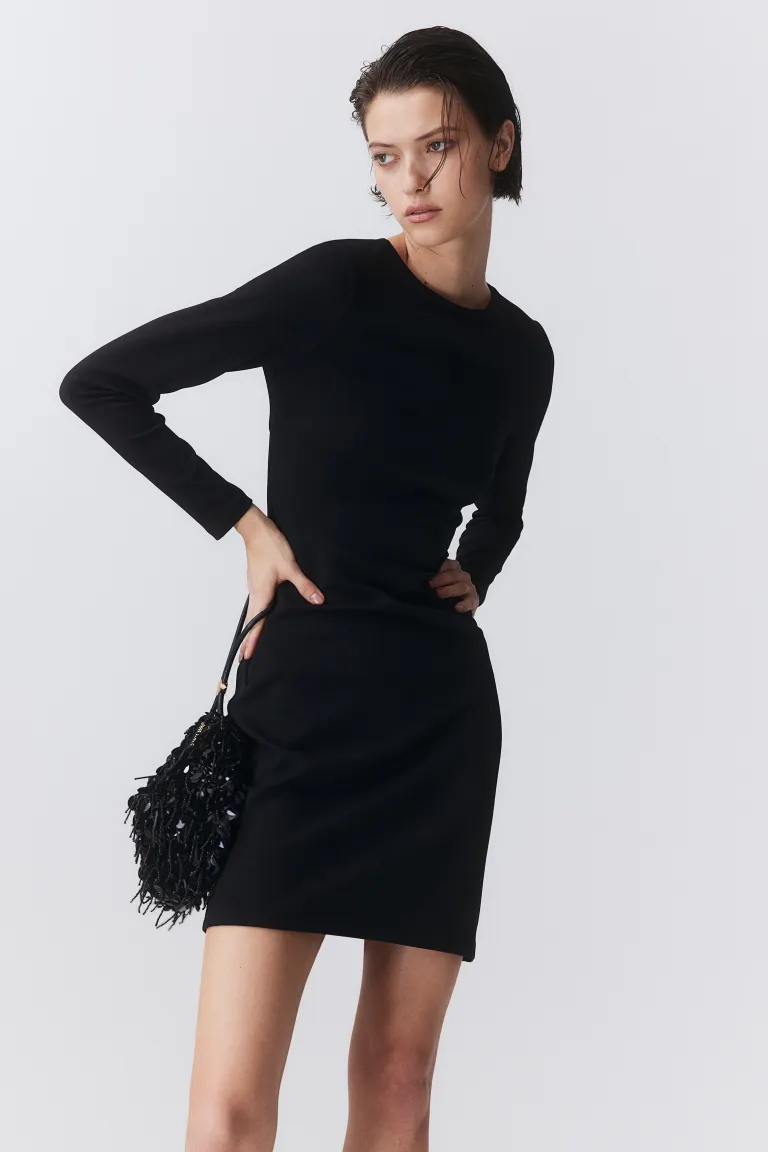 Платье из джерси с вырезом H&M, черный платье laredoute облегающее короткое с рукавами 34 amel 1 s красный