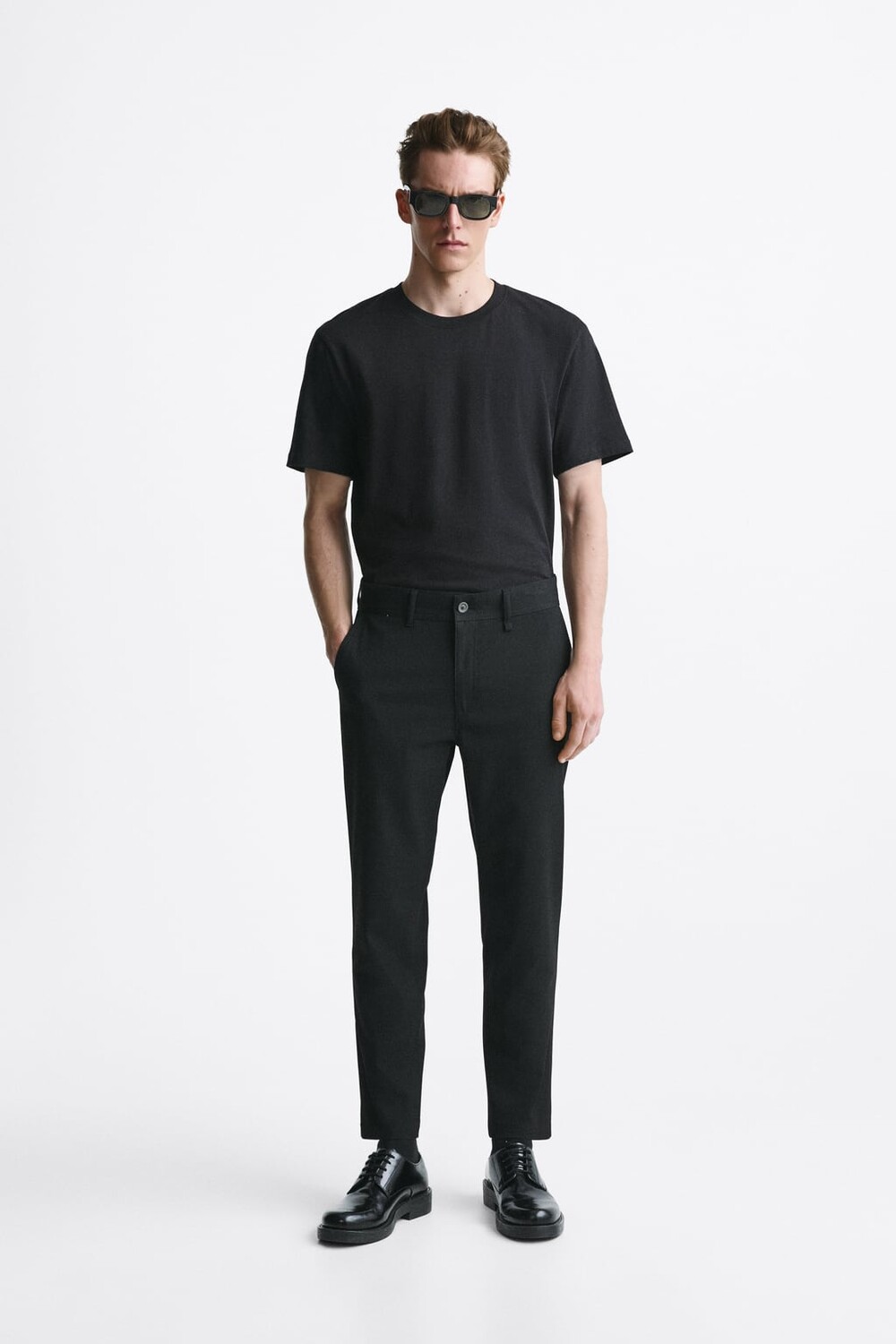 

Фактурные удобные брюки ZARA, черный