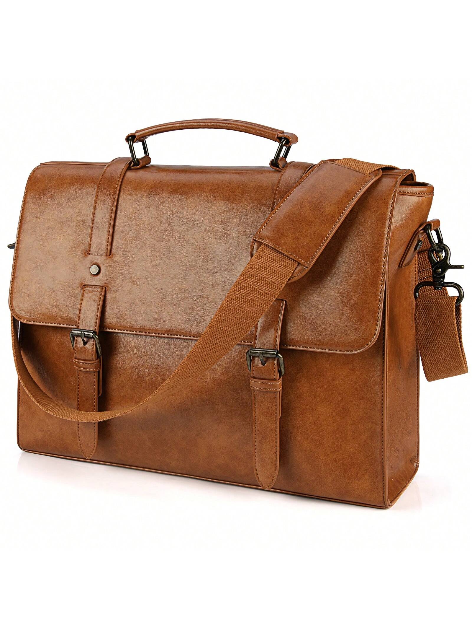 Кожаная мужская сумка-мессенджер, коричневый цена и фото