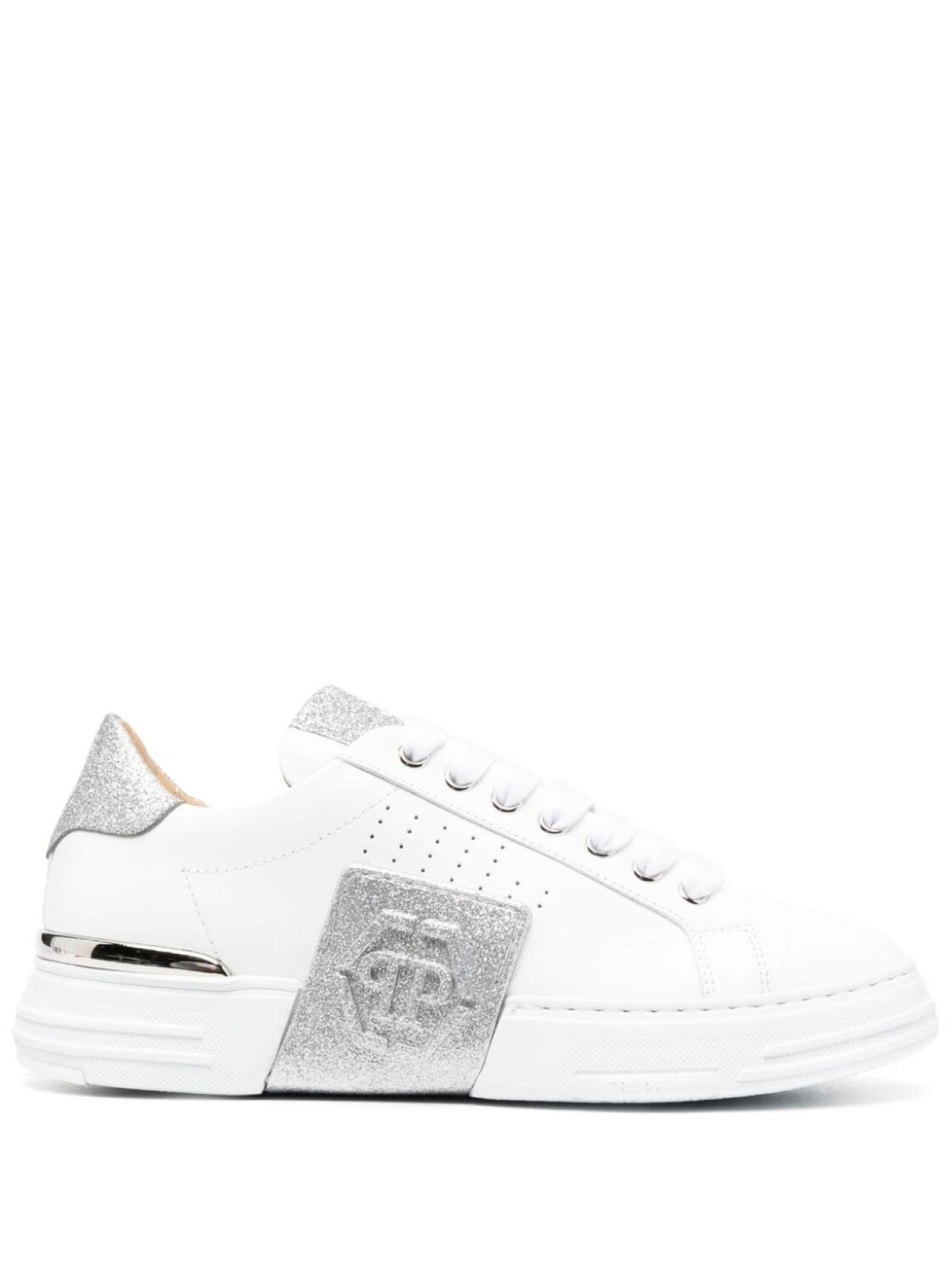 

Кроссовки Philipp Plein Glitter Lo-Top, белый/серый