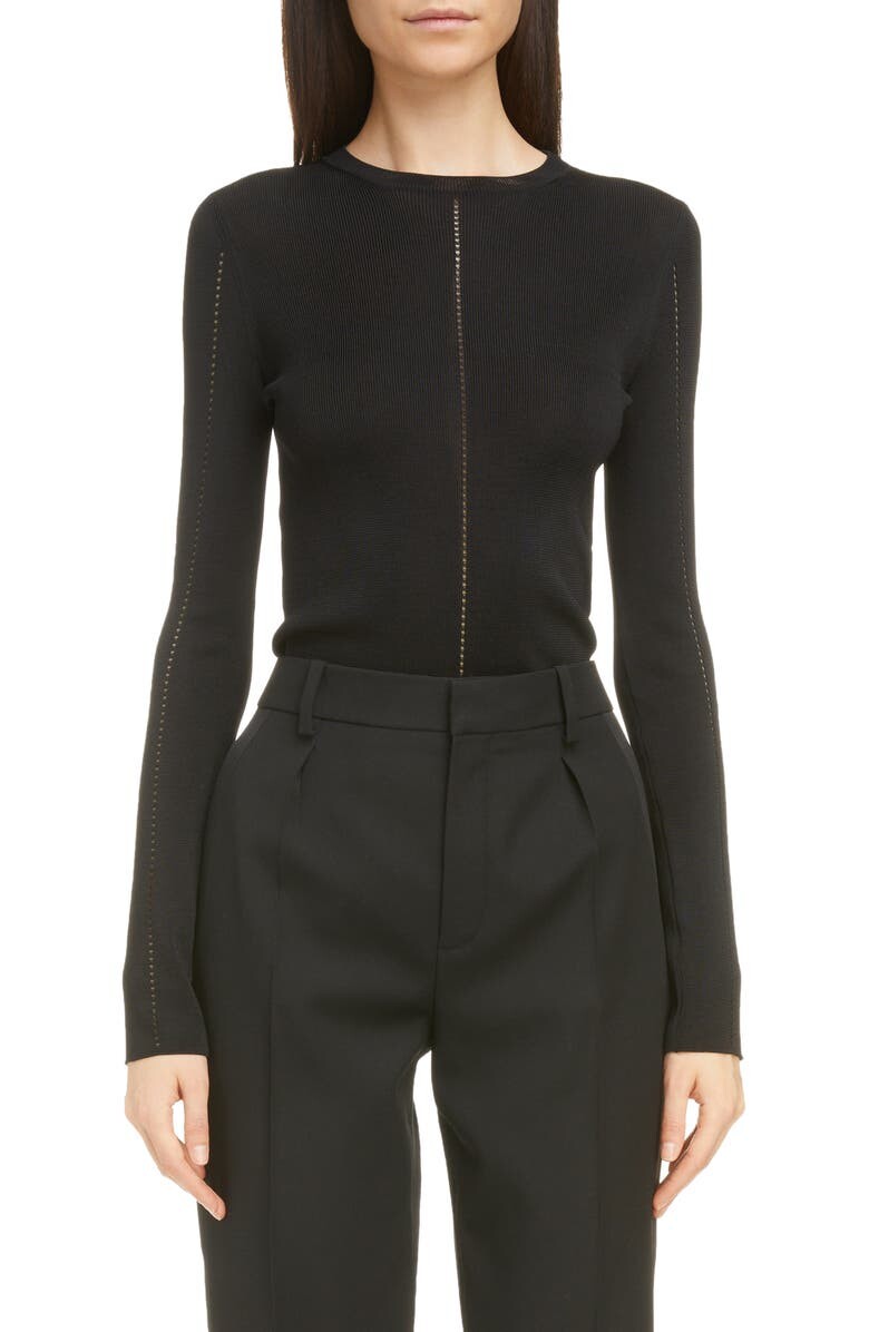 

Свитер с ажурной отделкой SAINT LAURENT, черный