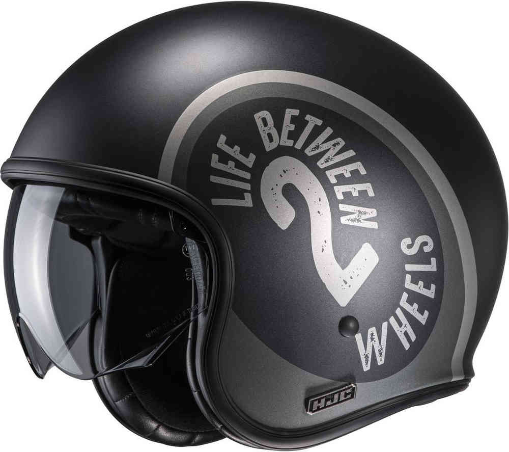 V30 Харви Реактивный шлем HJC, черный/серый мотоциклетный шлем gxt для мужчин и женщин шлем с открытым лицом для скутера с линзами от солнца для кафе в винтажном стиле для мотокросса