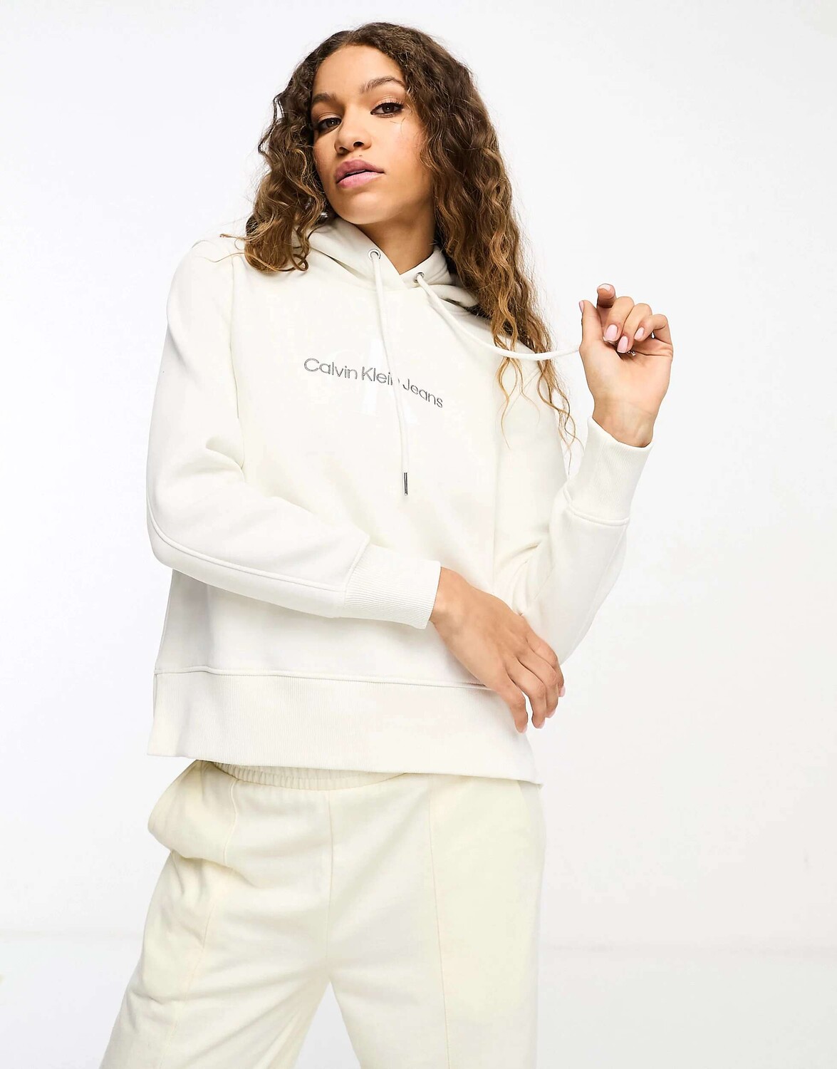 

Белая толстовка с архивным монологом Calvin Klein Jeans, Белый