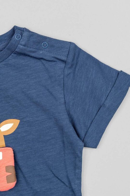 

Детская хлопковая футболка на молнии Zippy, темно-синий