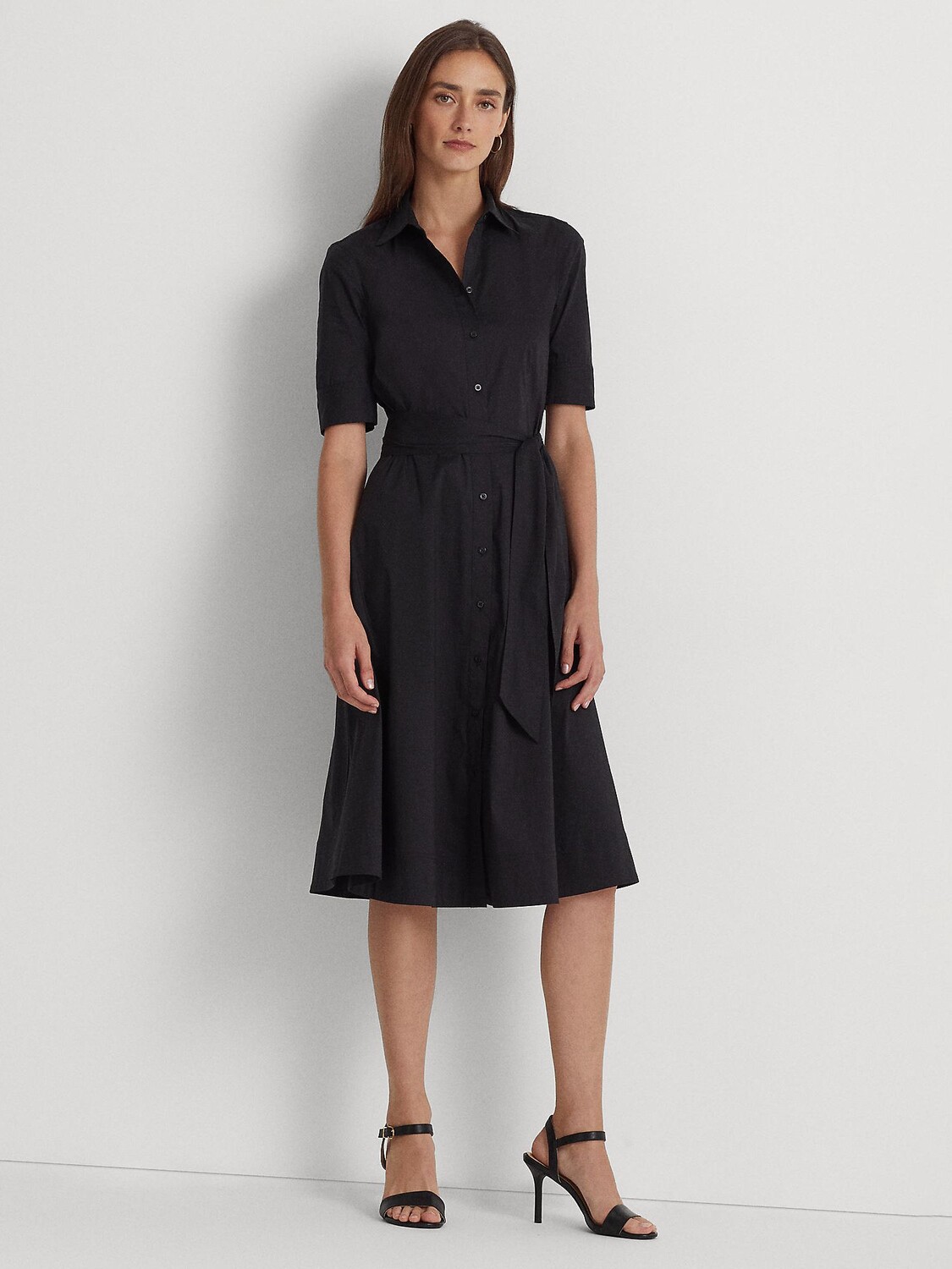 

Платье-рубашка с короткими рукавами Lauren Ralph Lauren Finnbarr, черная футболка-поло, Черный