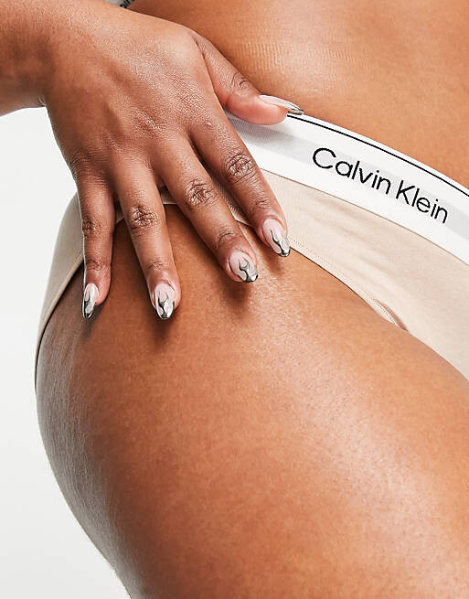 

Бежевые трусики бикини из хлопка Calvin Klein Plus Size Modern