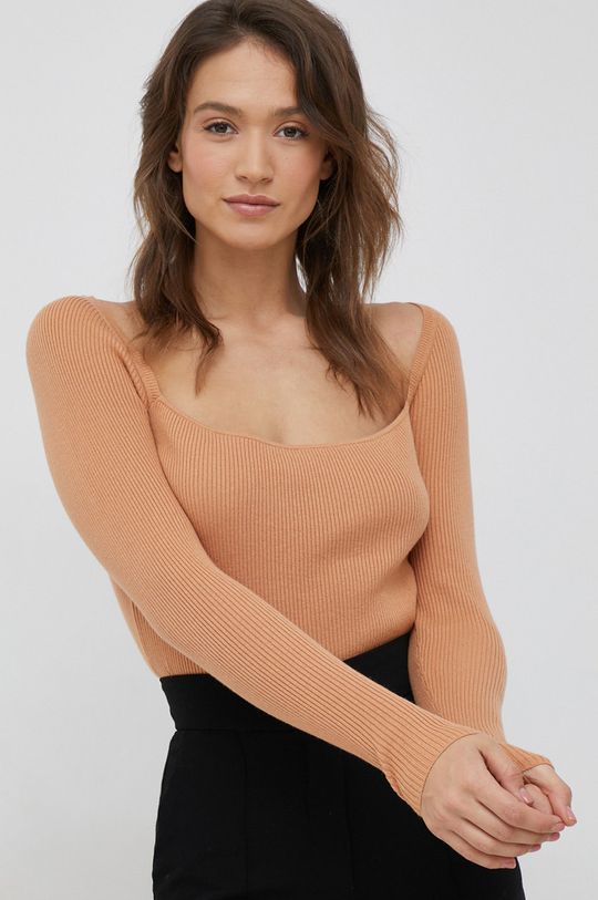 Свитер из смесовой шерсти Calvin Klein, оранжевый свитер calvin klein ribbed knit crewneck белый