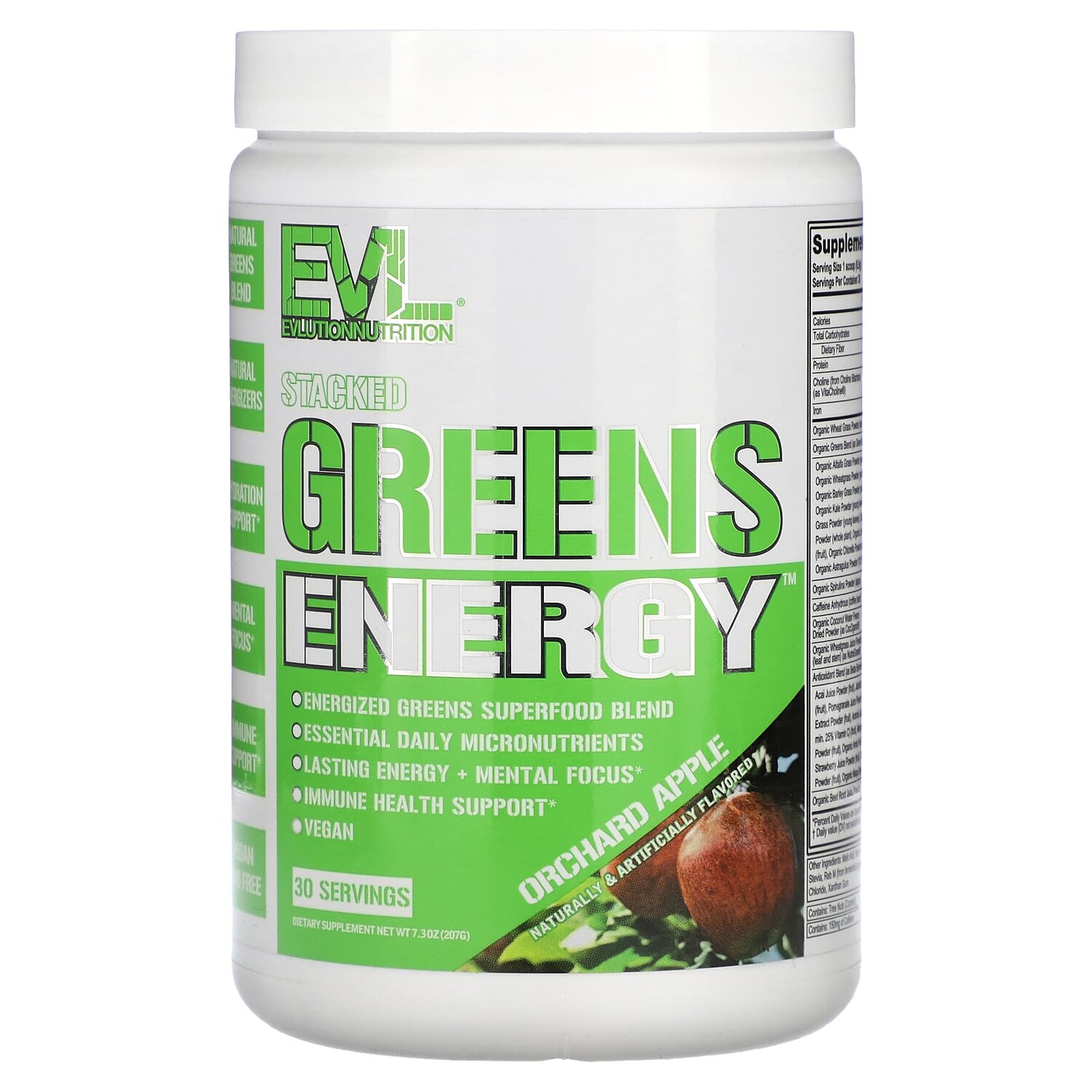 

Stacked Greens Energy, яблочный сад, 207 г (7,3 унции), EVLution Nutrition