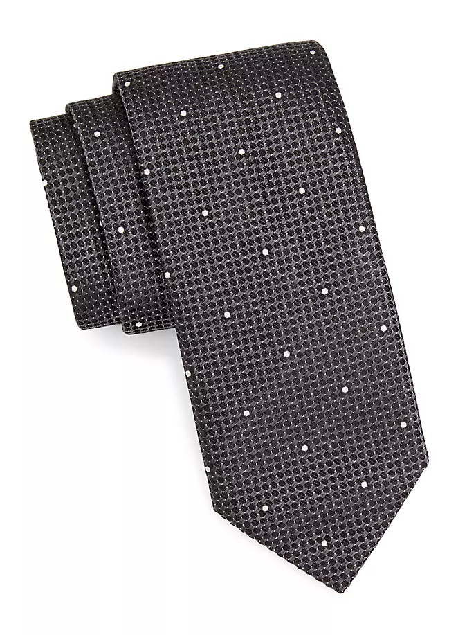 Шелковый галстук в горошек Canali, серый