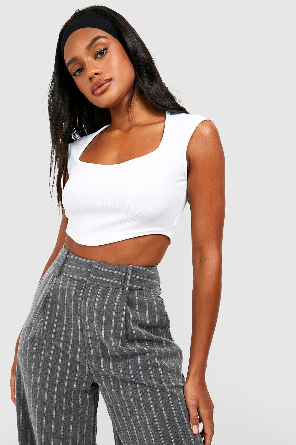 

Укороченный топ rib sweetheart Boohoo, белый