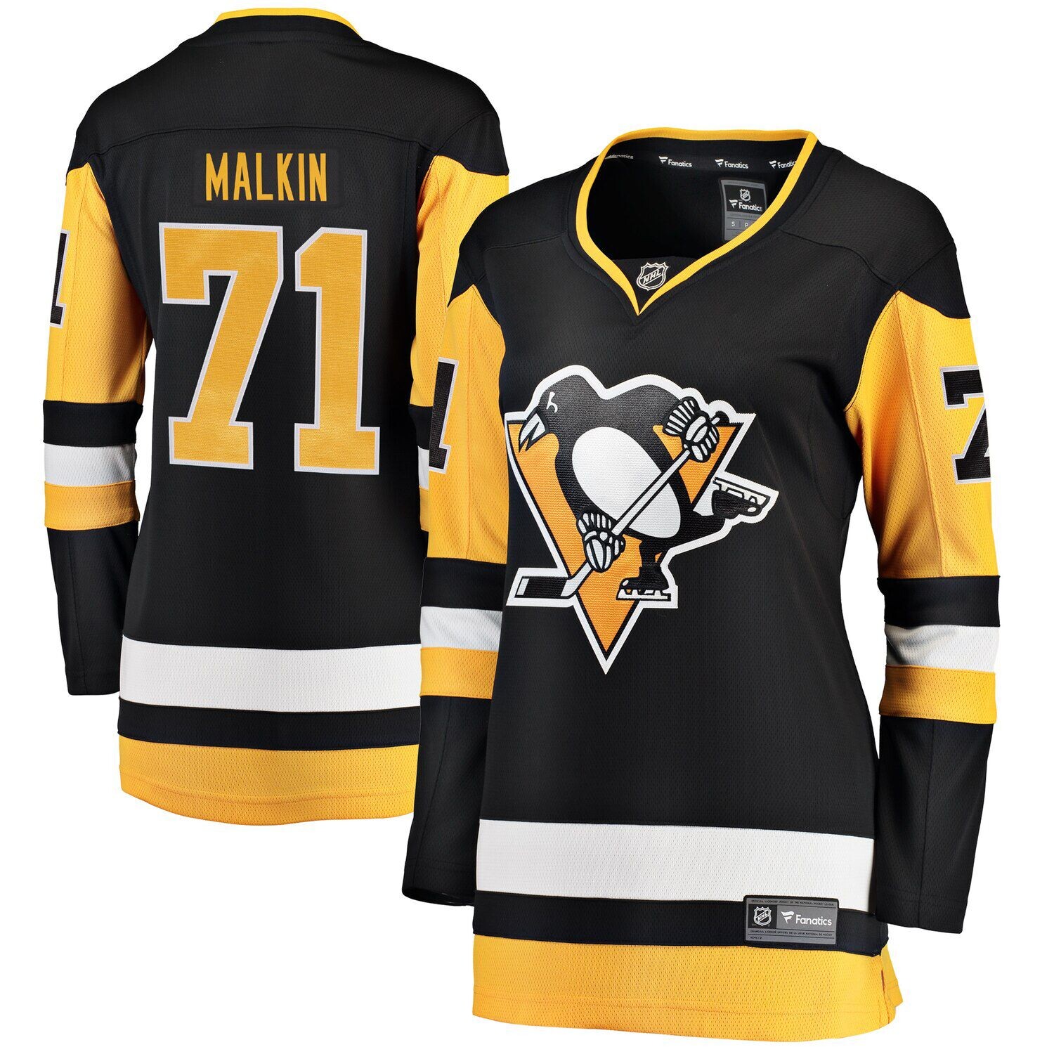

Женская черная футболка с логотипом Evgeni Malkin Fanatics, домашняя футболка игрока Pittsburgh Penguins Fanatics, Черный