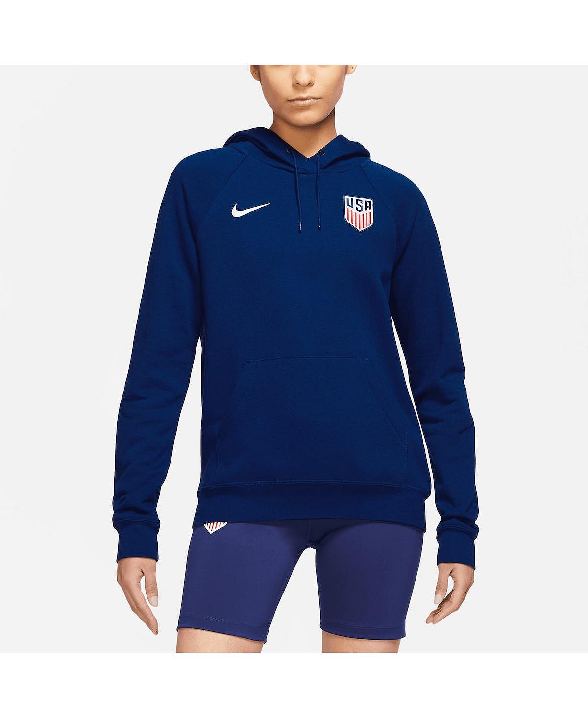 Женский темно-синий пуловер с капюшоном USMNT Essential реглан Nike, темно-синий